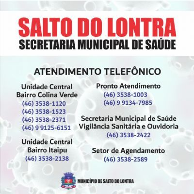 Secretaria de Sade: telefones para atendimento  populao