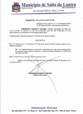 Covid-19: Novo Decreto Municipal