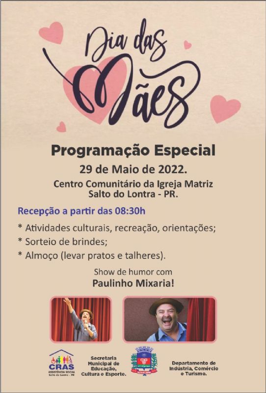 Dia 29 de maio haverá programação especial em comemoração ao Dia das Mães