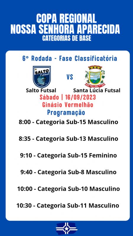 Neste sábado tem Copa Regional de Futsal no Ginásio Vermelhão